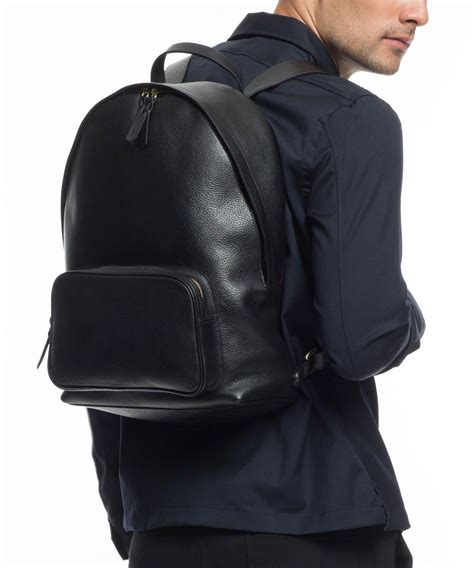 Black Leather Backpack .